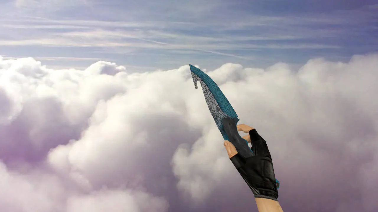 Скачать Модель ножа Gut Knife Bark Beetle Blue для CS 1.6: v_model, p_model, w_model, звуки и анимация осмотра - Скриншот