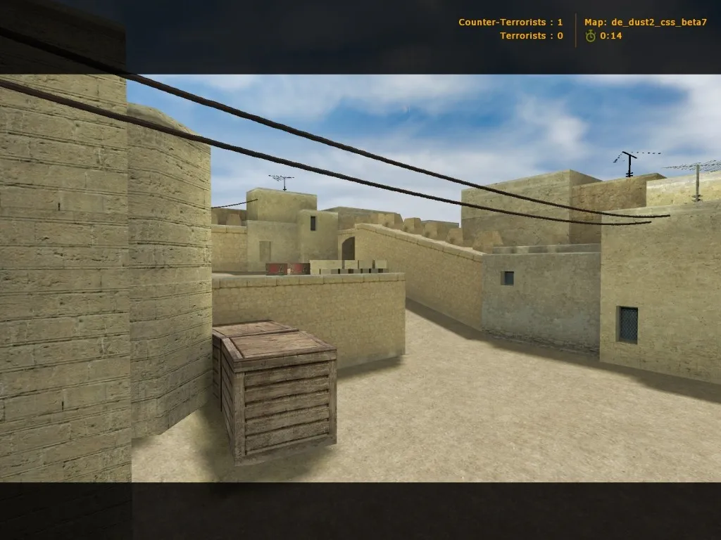 Скачать de_dust2_css_beta7 для CS 1.6: баланс сторон, точки, .nav и оптимизация wpoly/epoly - Скриншот