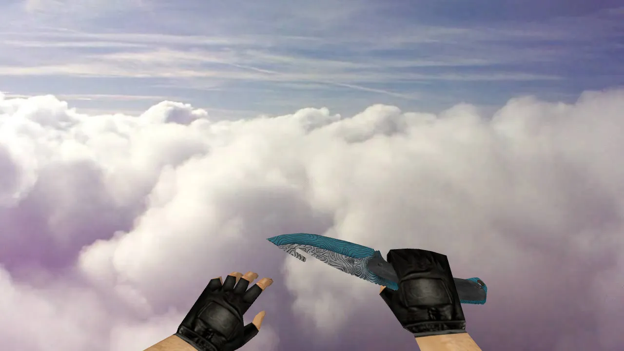 Скачать Модель ножа Gut Knife Bark Beetle Blue для CS 1.6: v_model, p_model, w_model, звуки и анимация осмотра - Скриншот