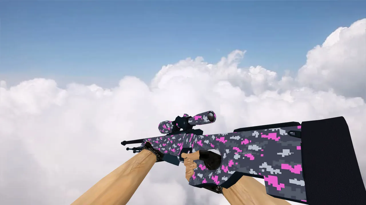 Скачать AWP Пиксельный камуфляж Розовый для CS 1.6 - Уникальная модель - Скриншот