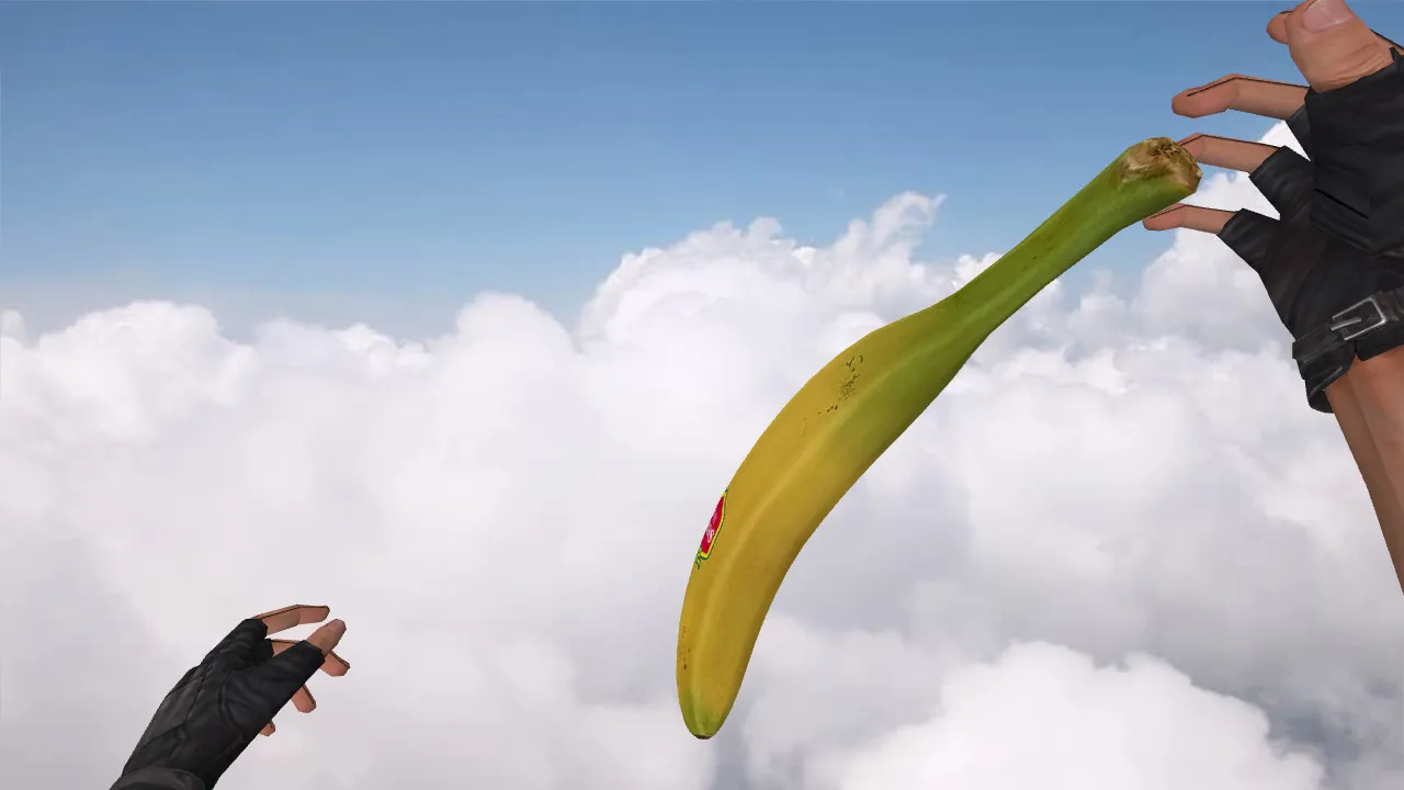 Скачать Модель нож «Банан» v_knife_banana, p_knife_banana, w_knife_banana для CS 1.6: звуки, анимация осмотра, текстуры - Скриншот