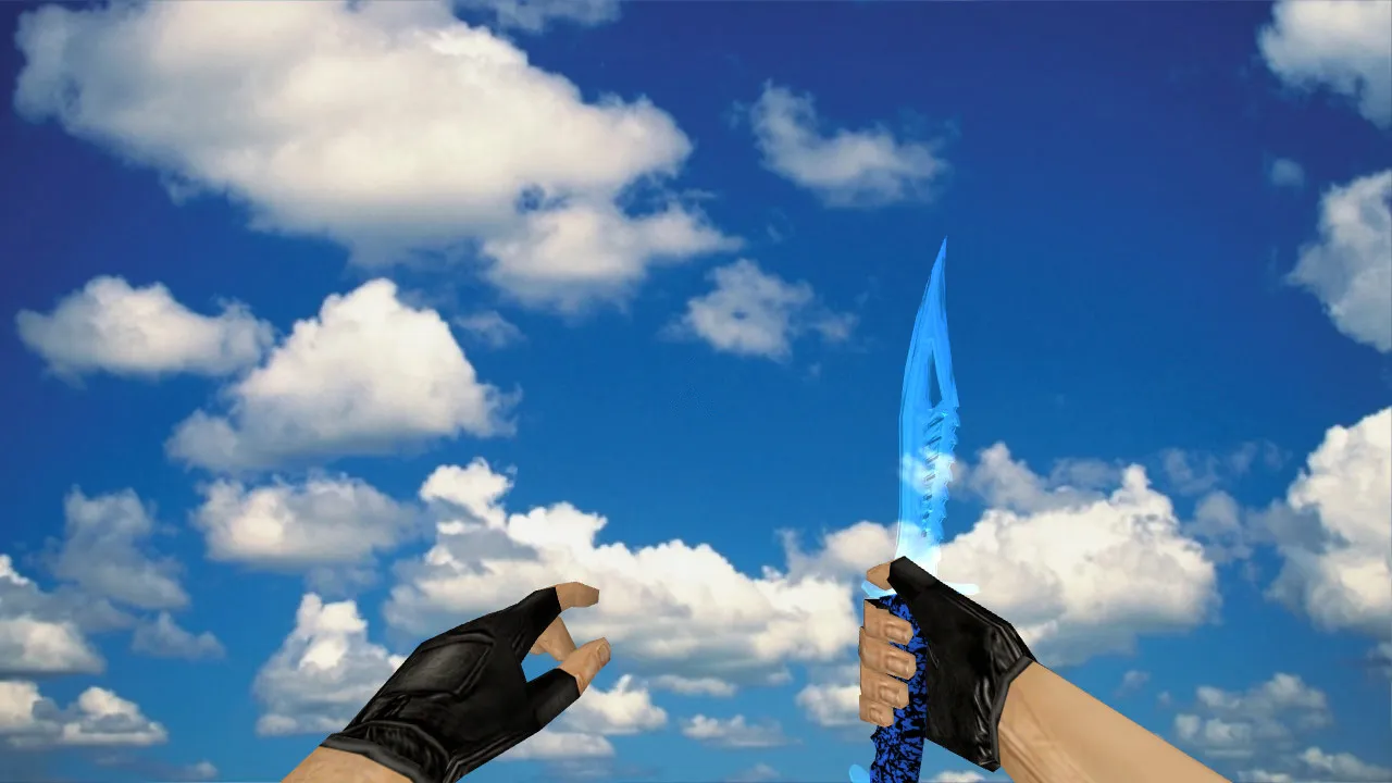 Скачать Модель ножа Nautilus Transparent Blue v_knife p_knife w_knife для CS 1.6: звук, анимация осмотра, текстуры и просмотр - Скриншот