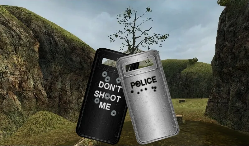 Скачать Модель «Black and Silver Riot Shields» (v_, p_, w_) для CS 1.6: текстуры 1024x1024, анимация осмотра и звуки - Скриншот