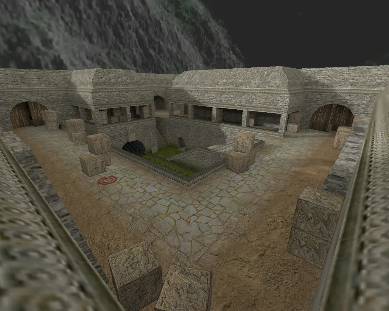 Скачать de_aztec_fal для CS 1.6: баланс сторон, точки, .nav, оптимизация wpoly/epoly и настройка ботов - Скриншот