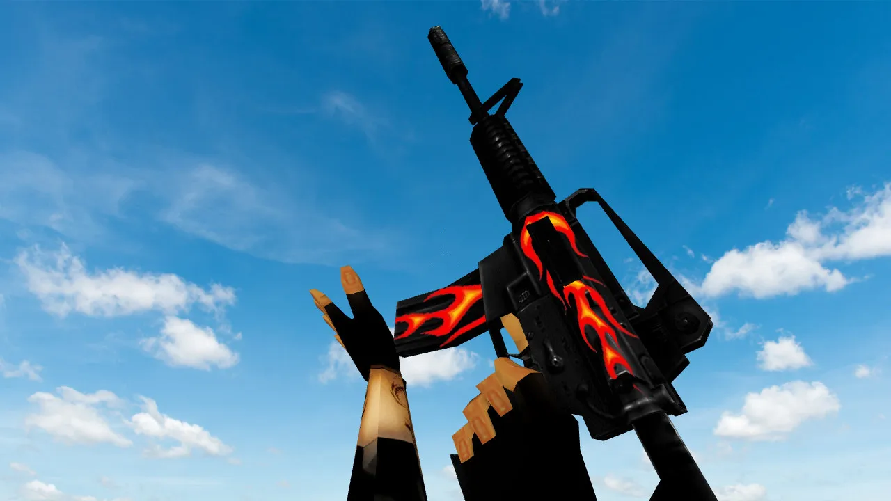 Скачать Модель v_m4a1 «Default M4A1 Firestyle» для CS 1.6: p_ и w_ модели, звуки, анимация осмотра, текстуры - Скриншот