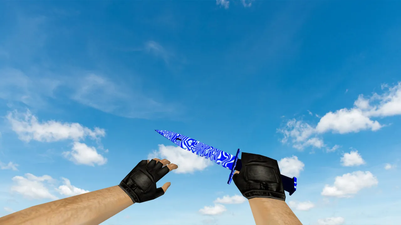 Скачать Модель ножа Штык-нож M9 «Дамасская сталь» Blue для CS 1.6: v_ p_ w_, звуки, анимация осмотра и текстуры - Скриншот