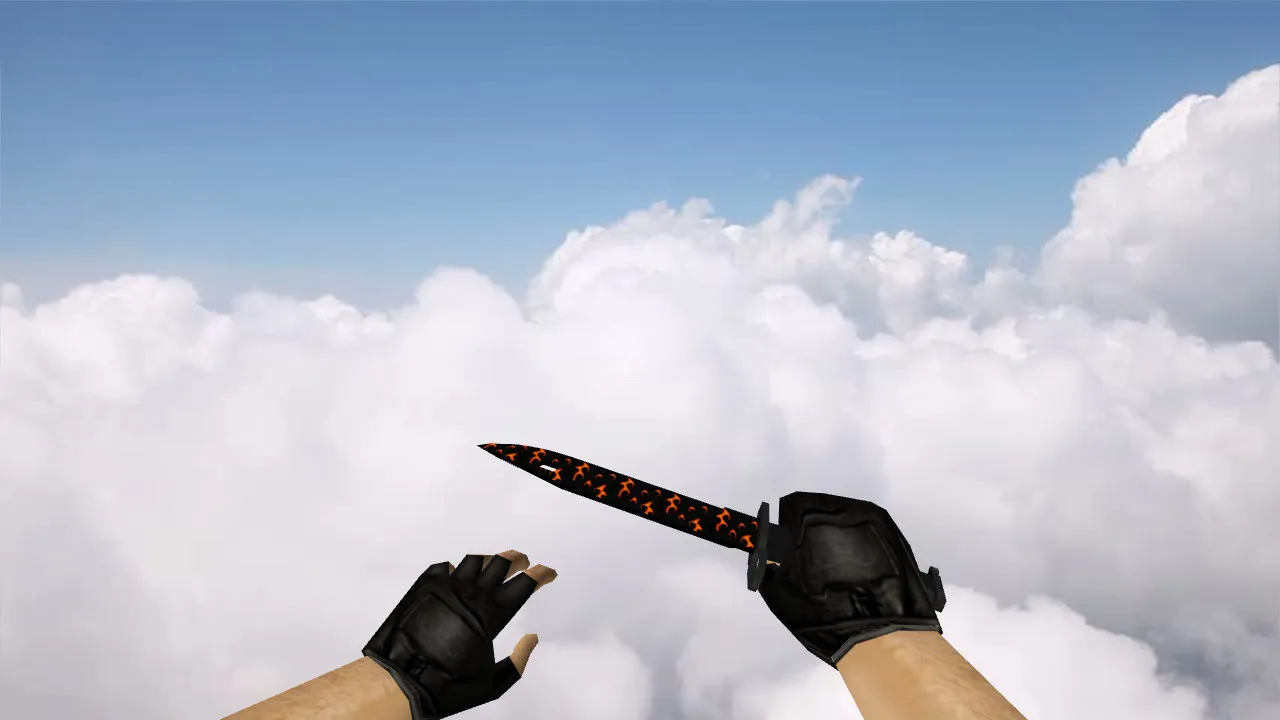 Модель Bayonet «Пламя» v_ для CS 1.6: p_, w_ нож, звуки, анимации осмотра, текстуры — скриншот 3