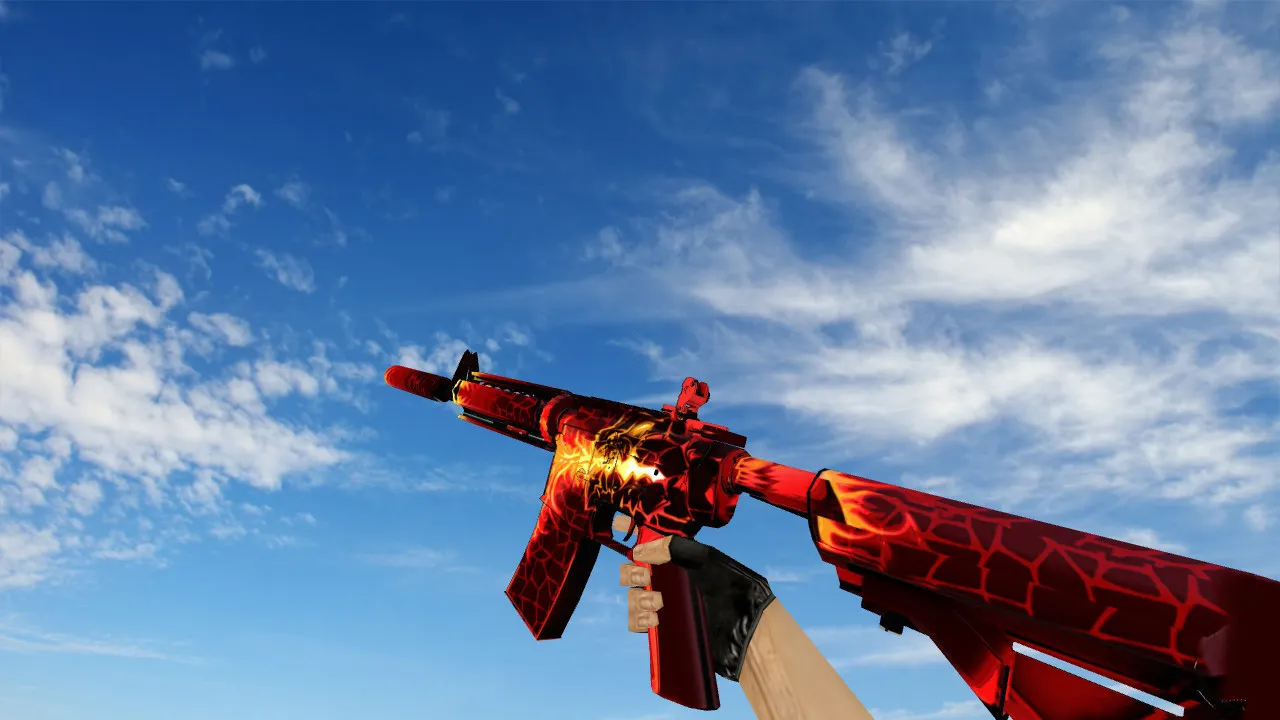 Скачать Модель M4A4 Burn Out v_ p_ w_ для CS 1.6: звуки, анимация осмотра, качество текстур и игровой вид - Скриншот