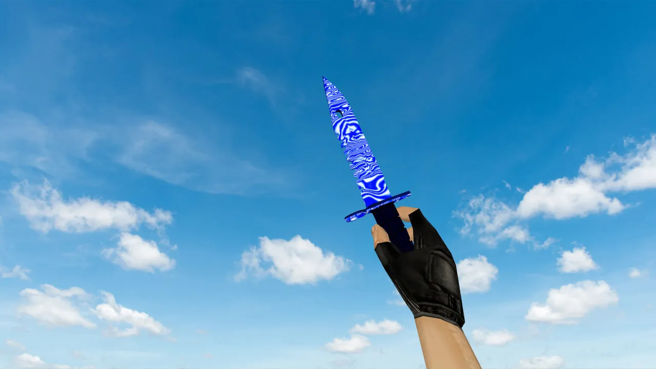 Скачать Модель ножа Штык-нож M9 «Дамасская сталь» Blue для CS 1.6: v_ p_ w_, звуки, анимация осмотра и текстуры - Скриншот