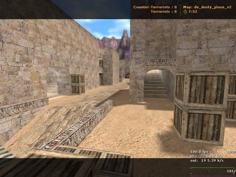 Скачать de_dusty_place_v2 для CS 1.6: тактика за Т и КТ, точки, .nav, оптимизация wpoly/epoly - Скриншот
