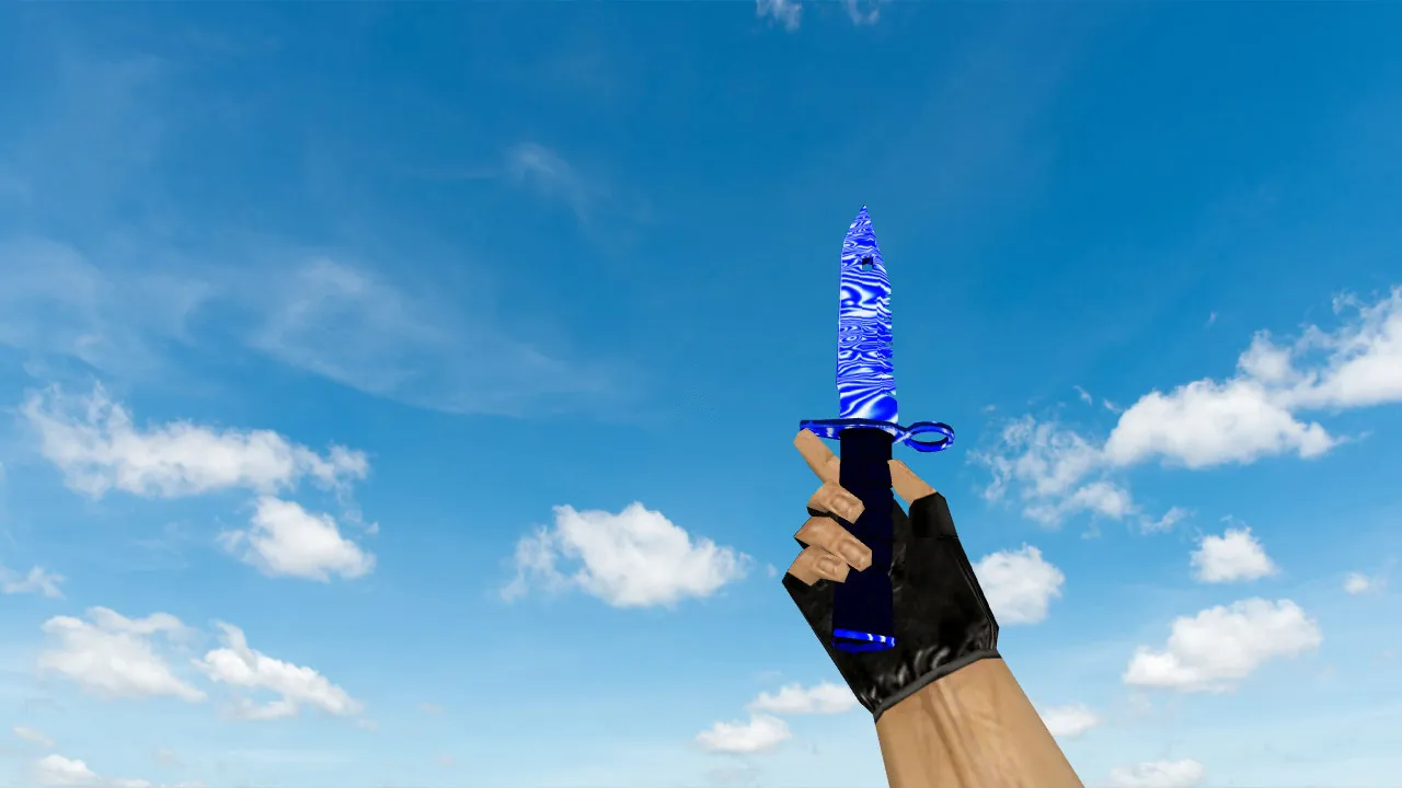 Скачать Модель ножа Штык-нож M9 «Дамасская сталь» Blue для CS 1.6: v_ p_ w_, звуки, анимация осмотра и текстуры - Скриншот