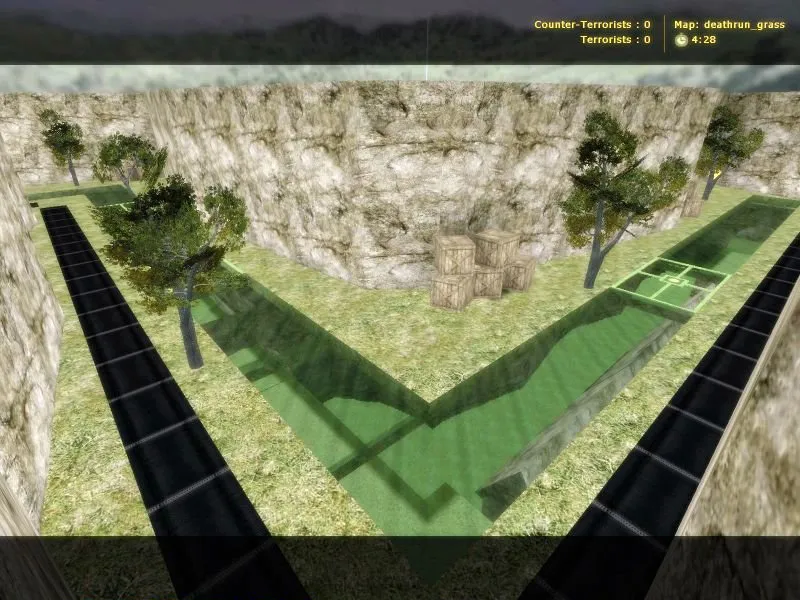 Скачать deathrun_grass для CS 1.6: карта deathrun, баланс сторон, .nav для ботов, оптимизация wpoly/epoly - Скриншот