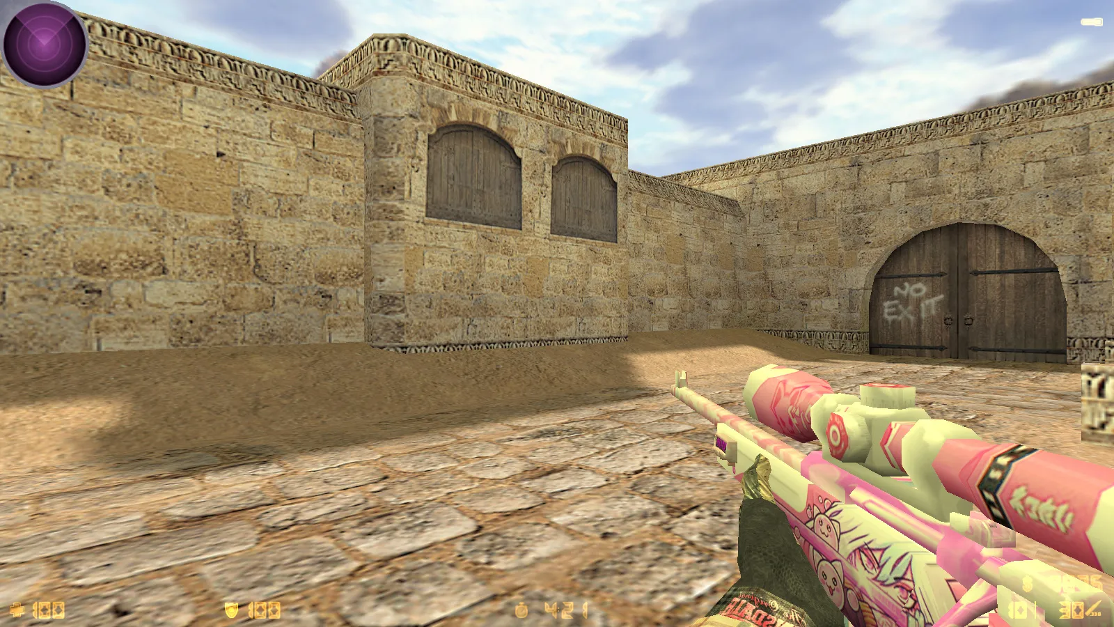 CS 1.6 Bubble Gum сборка: розово-фиолетовые скины, меню-тема, музыка, радар и оптимизированный config.cfg — скриншот 6