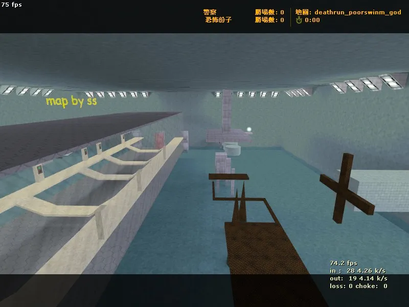 Скачать deathrun_poorswinm_god — карта deathrun для CS 1.6: точки, боты (.nav), оптимизация wpoly/epoly - Скриншот