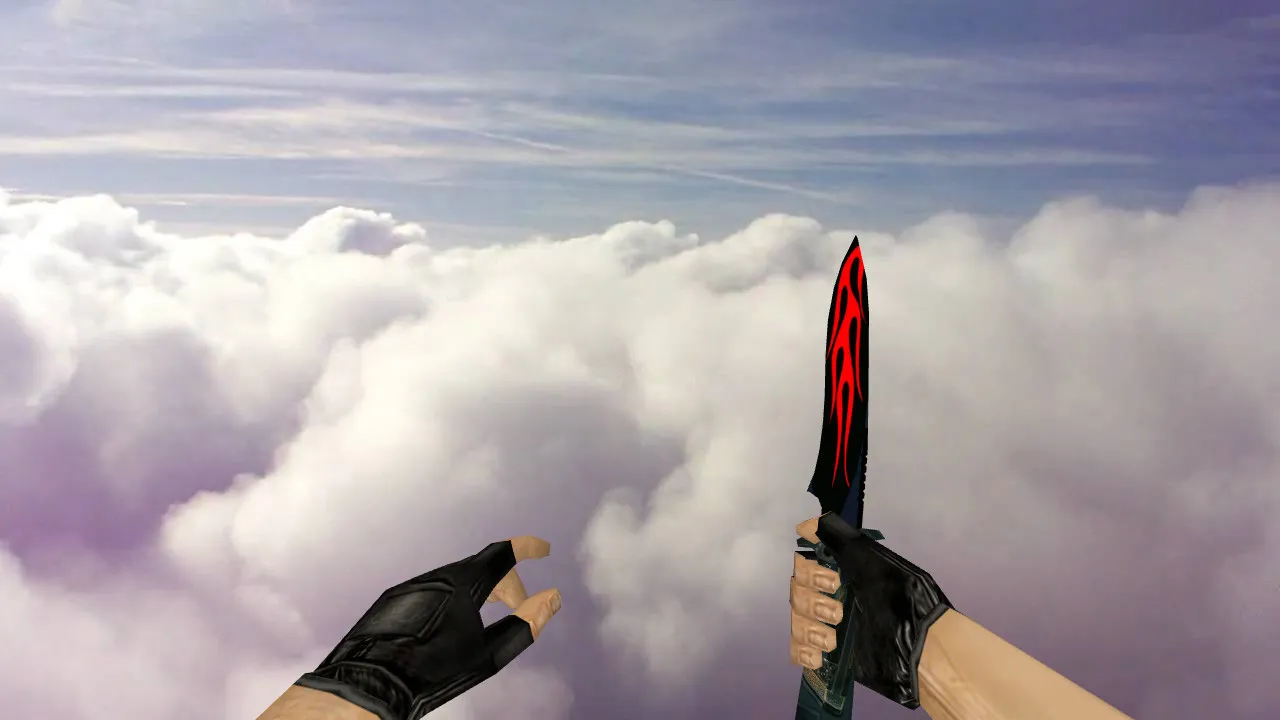 Скачать Модель ножа Default Knife Tribal Fire (v_ / p_ / w_) для CS 1.6: звуки, анимация осмотра, текстуры - Скриншот