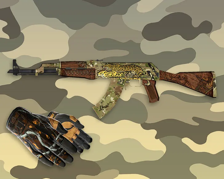 Скачать Скин AK-47 Panthera Onca: v_ и p_ модели, звуки, анимация осмотра и текстуры для CS 1.6 - Скриншот