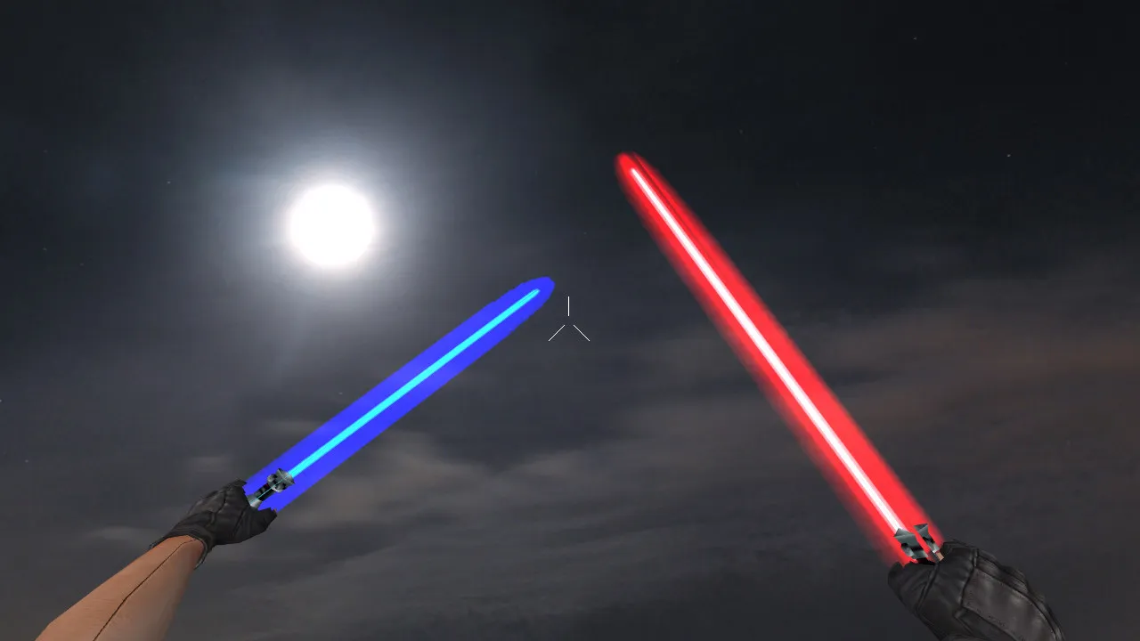 Скачать Модель ножа «Dual Lightsaber BR» для CS 1.6: v_ / p_ / w_ модели, звуки, анимация осмотра и текстуры - Скриншот
