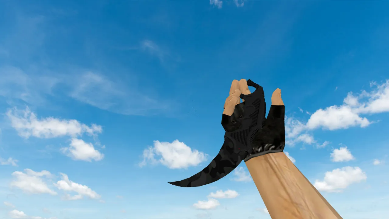 Скачать Модель ножа Karambit Black Camo v_ для CS 1.6: p_ w_ модели, звуки, анимация осмотра - Скриншот