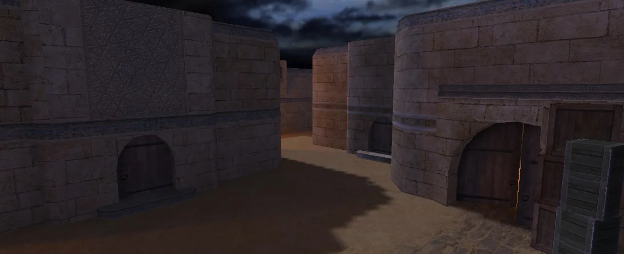 Скачать de_dust2_night_br карта для CS 1.6: ночной билд, баланс сторон, точки и .nav, оптимизация wpoly/epoly - Скриншот