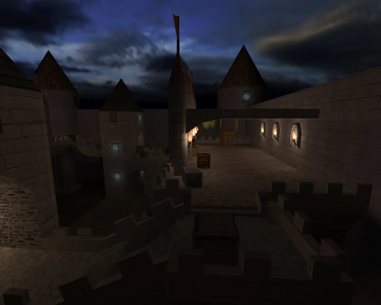 Скачать Карта awp_night_castle для CS 1.6: ночной замок, прицелы AWP, точки под контроль и спавн ботов - Скриншот