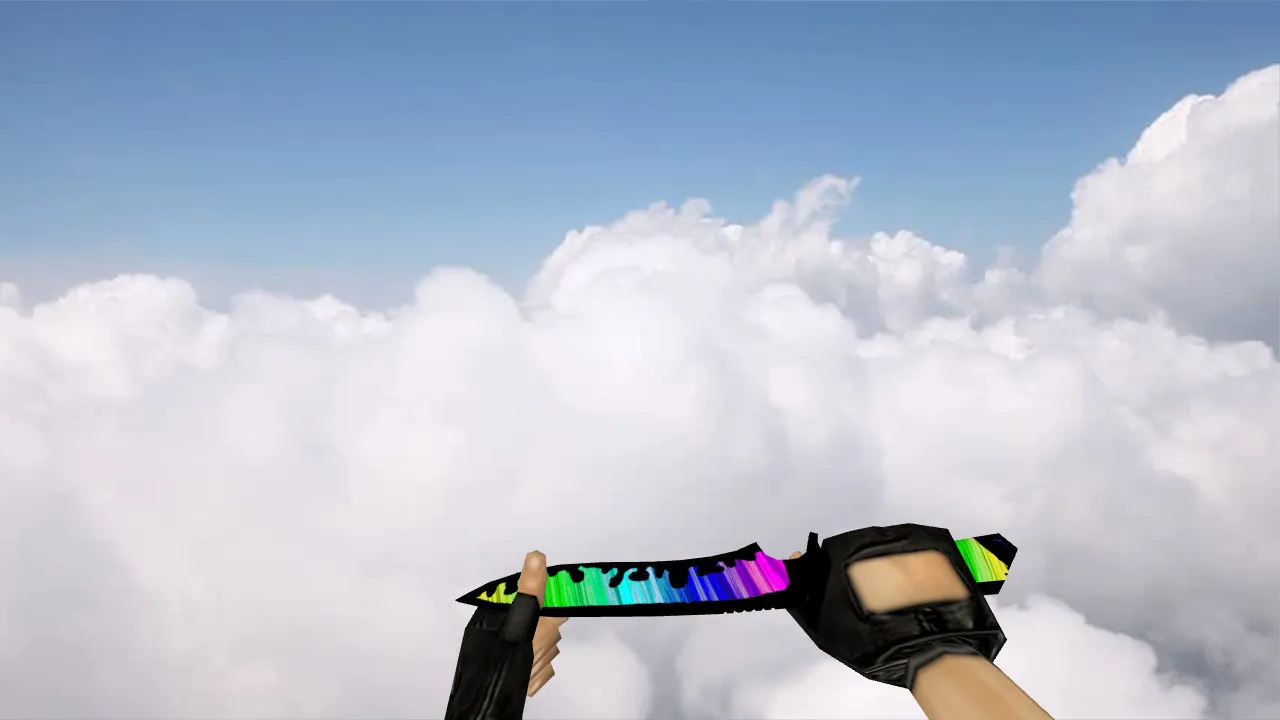 Скачать Модель ножа Default Knife Rainbow для CS 1.6: v_ и p_ модели, звук, анимация осмотра, текстуры - Скриншот
