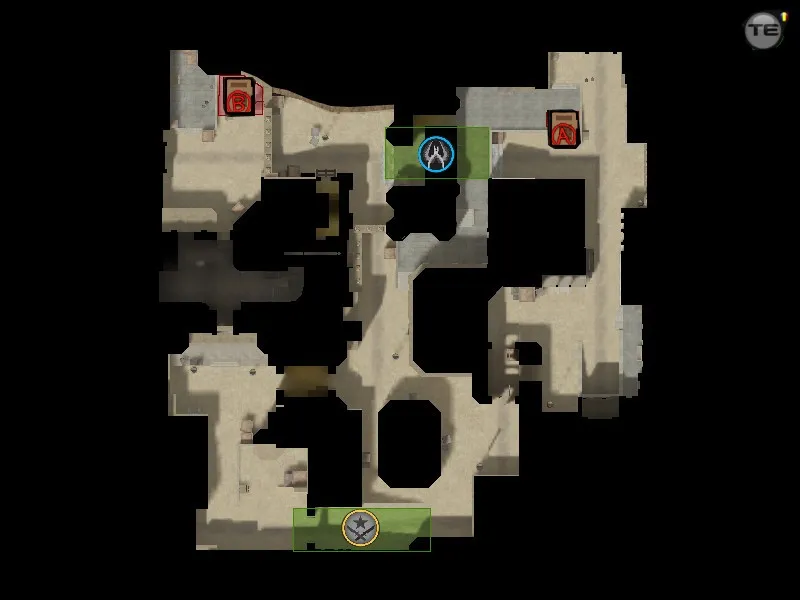 Скачать css_dust2_remake для CS 1.6: DE карта с балансом сторон, точками под плент и .nav для ботов - Скриншот