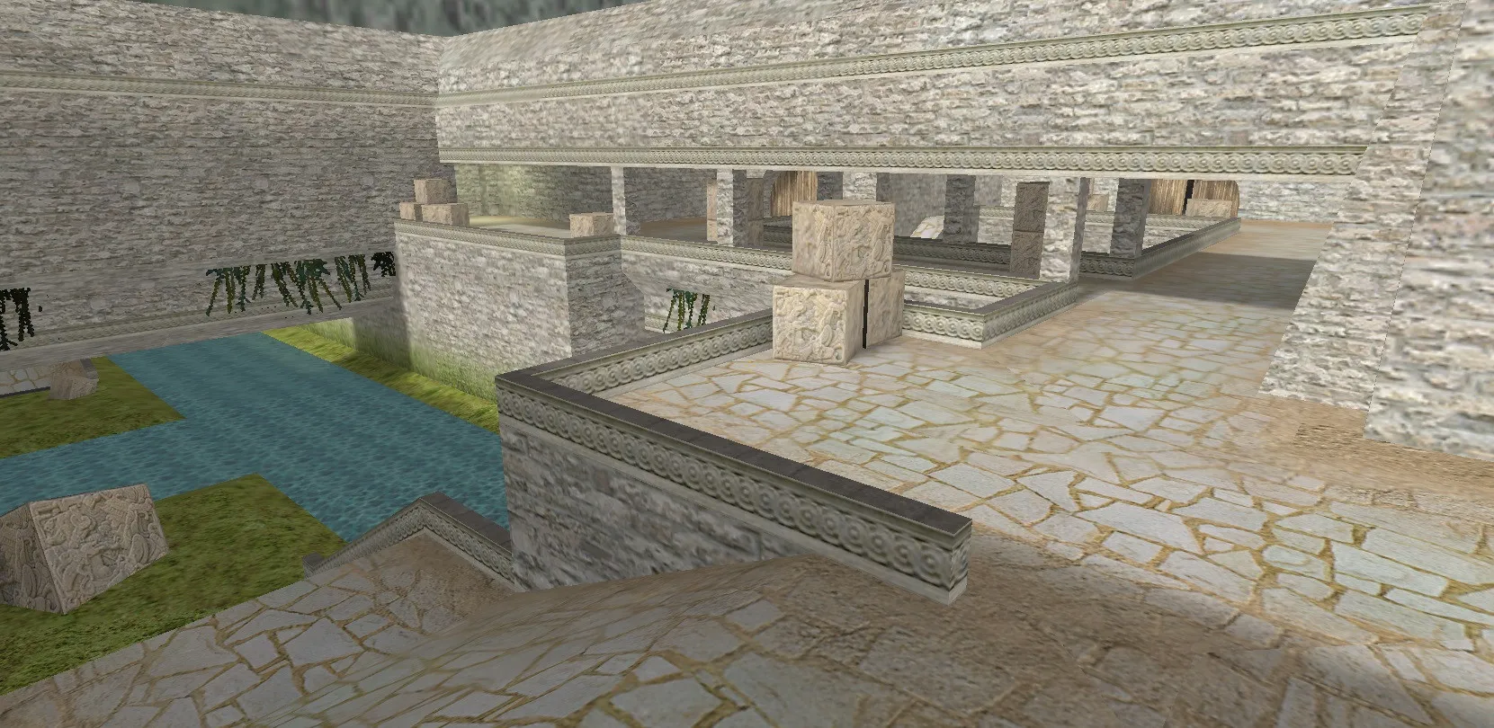 Скачать de_aztec2003 для CS 1.6: тактика на А/Б, точки, боты (.nav), оптимизация wpoly/epoly - Скриншот