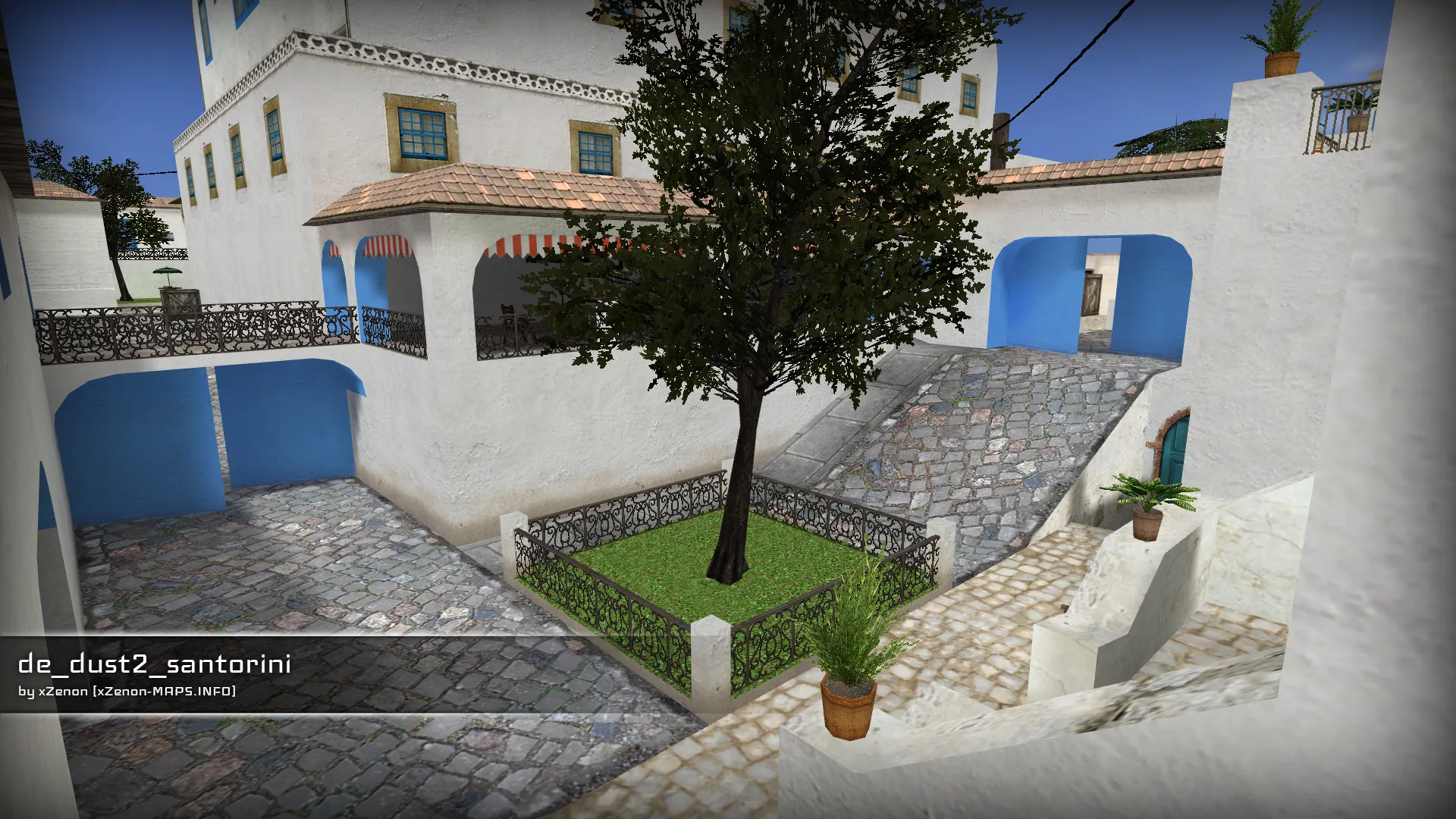 Скачать de_dust2_santorini_b2 — DE карта для CS 1.6: точки, маршруты, .nav и оптимизация wpoly/epoly - Скриншот