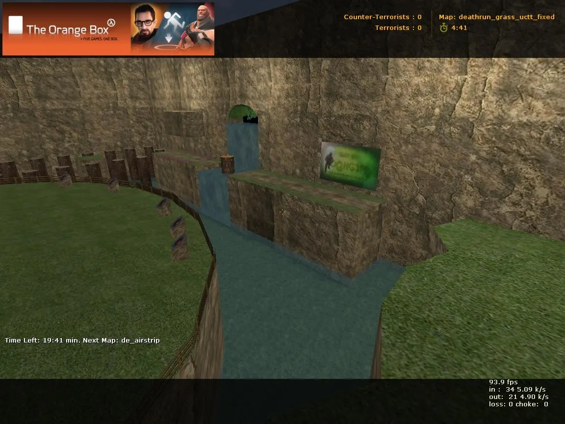 Скачать deathrun_grass_uctt_fixed для CS 1.6: точки, маршруты за CT/T и боты, оптимизация карты - Скриншот