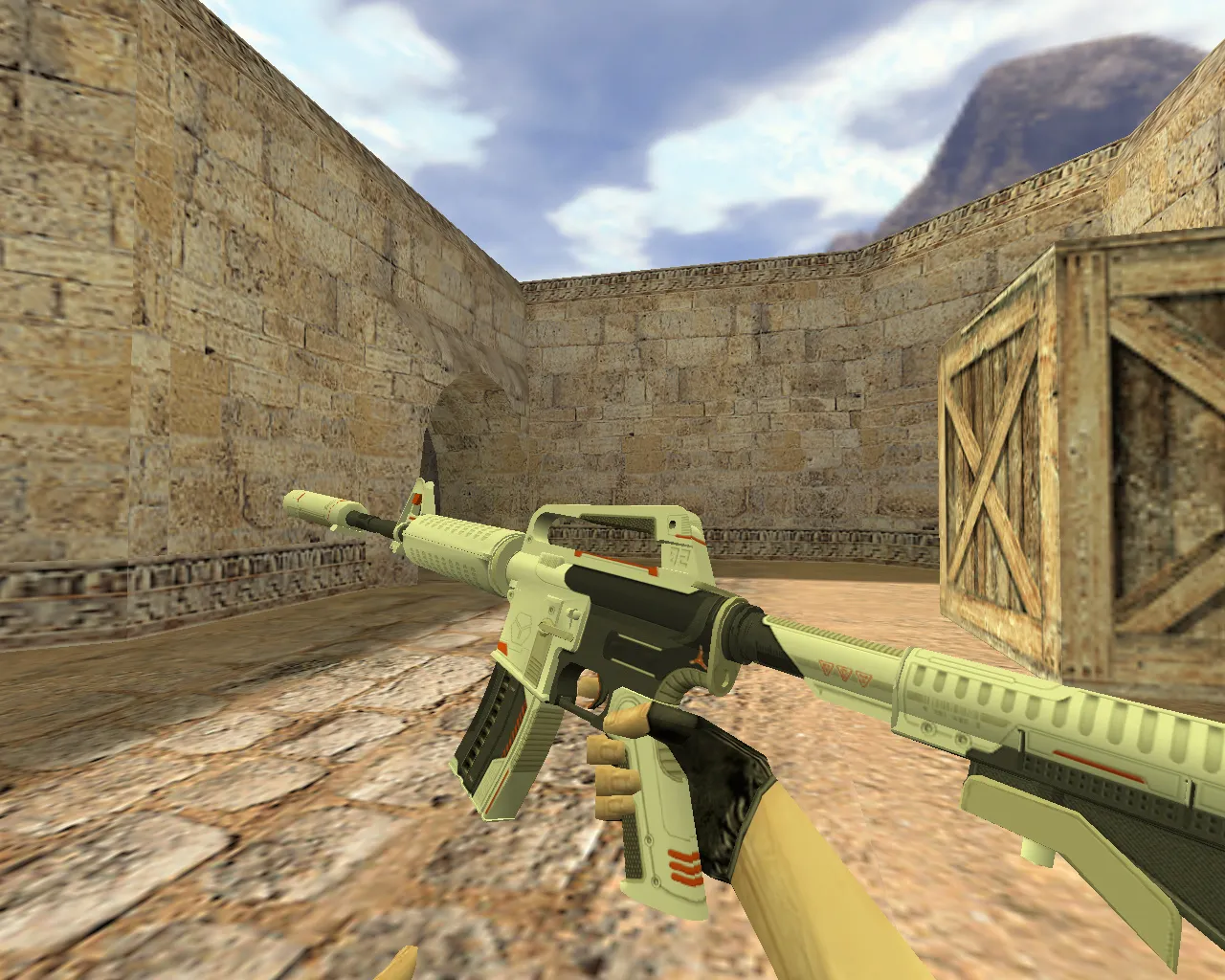 Скачать Модель v_m4a1 механо-пушка для CS 1.6: p_m4a1, w_m4a1, звуки и анимация осмотра - Скриншот