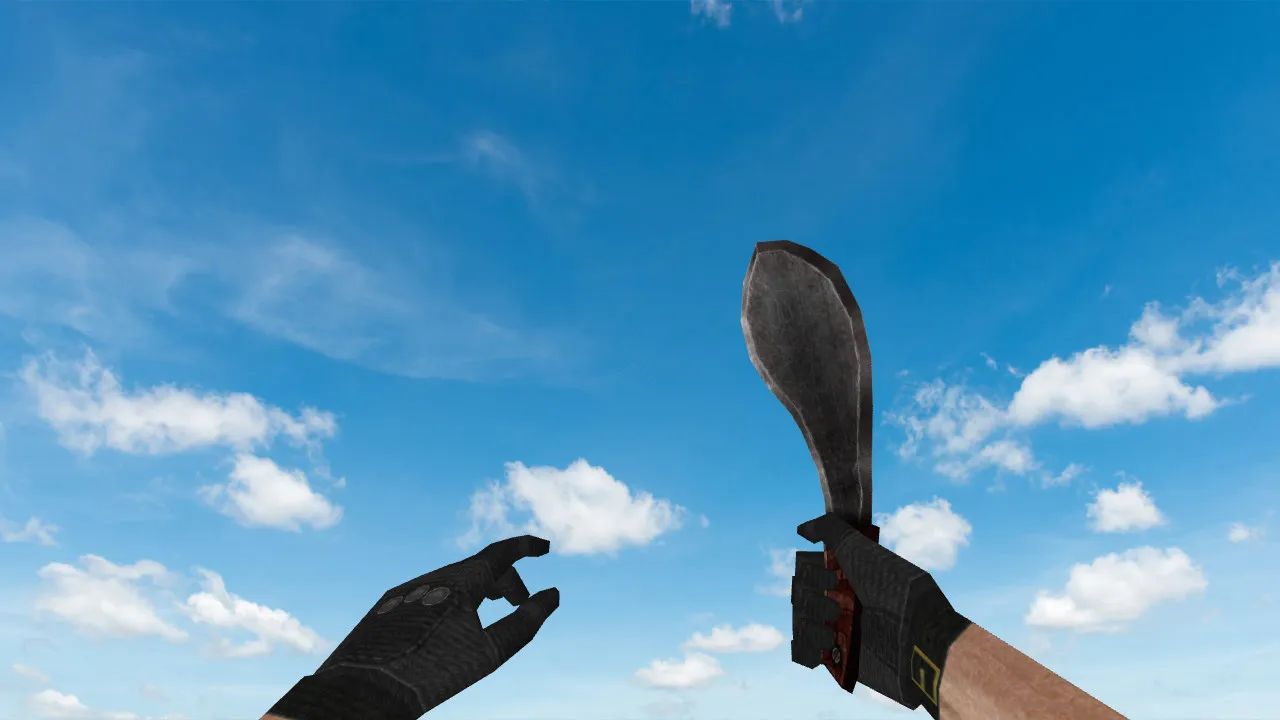 Скачать Модель «Machete» для CS 1.6: нож v_machete, p_machete, w_machete с анимацией осмотра и звуками - Скриншот