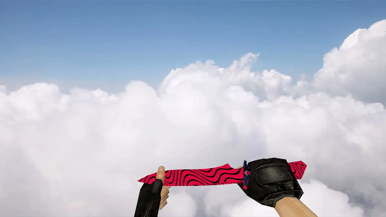 Скачать Модель ножа «Default Knife Red Black Pewdiepie» v_knife_p_models для CS 1.6: звуки, анимация осмотра и текстуры - Скриншот