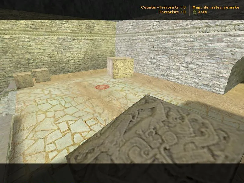 Скачать de_aztec_remake для CS 1.6: баланс сторон, точки, .nav для ботов и оптимизация wpoly/epoly - Скриншот