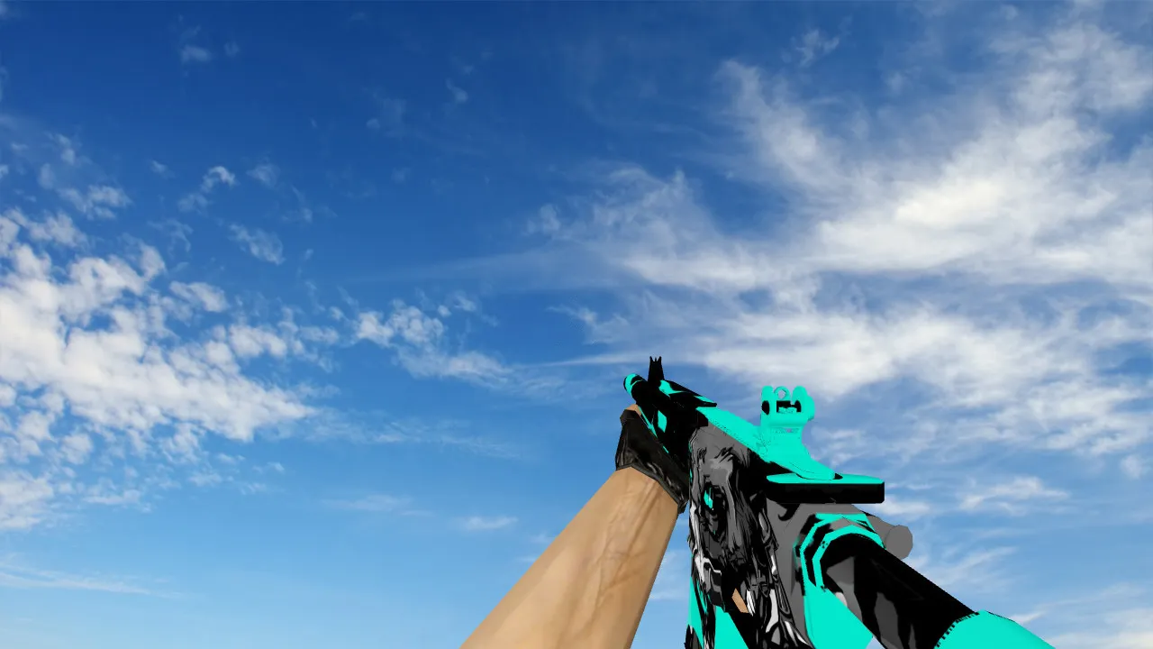 Скачать Модель M4A4 Aqua Chaos v_ для CS 1.6: p_ и w_ модели, звуки, анимация осмотра, текстуры и качество - Скриншот