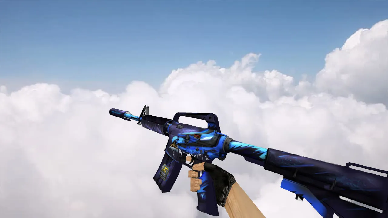 Скачать v_m4a1_blue_dragon модель M4A1 Blue Dragon для CS 1.6: звуки, анимация осмотра, текстуры и четкость в игре - Скриншот