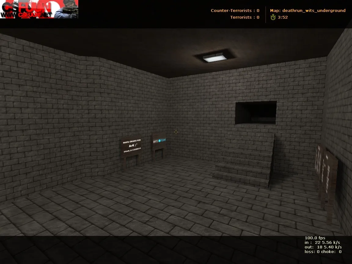 Скачать deathrun_wits_underground для CS 1.6: точки, боты, .nav и оптимизация карты - Скриншот
