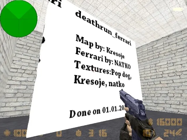 Скачать deathrun_ferrari для CS 1.6: карта deathrun, точки, раунды и .nav, баланс Т/КТ - Скриншот