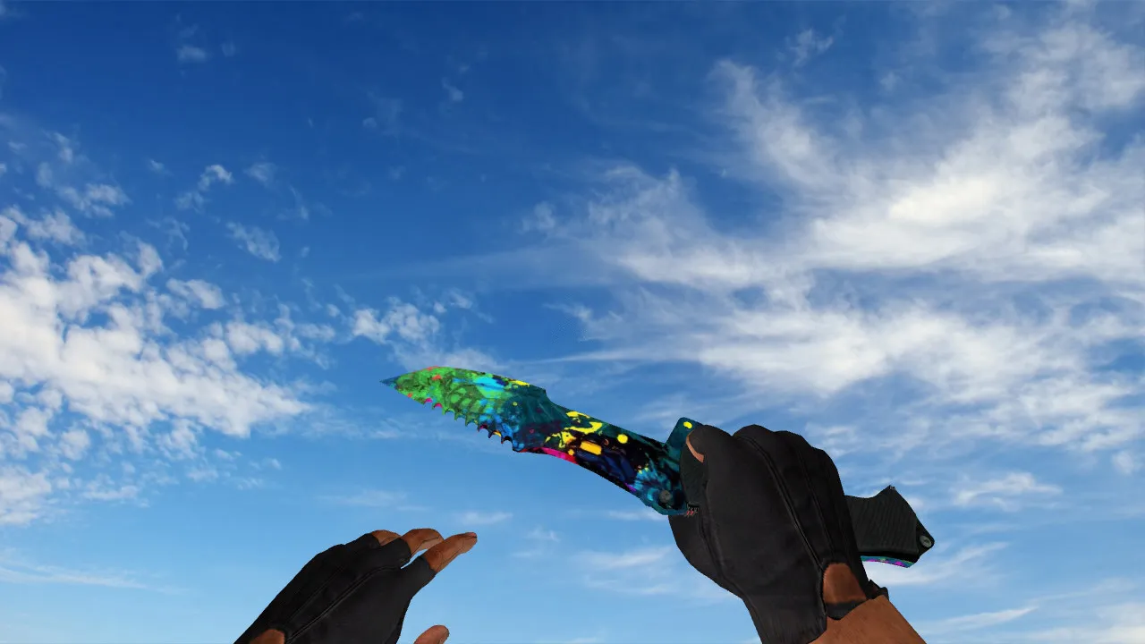 Скачать Модель ножа Huntsman Knife Paintsplash v_ для CS 1.6: звуки, анимация осмотра, v_/p_/w_ и текстуры - Скриншот