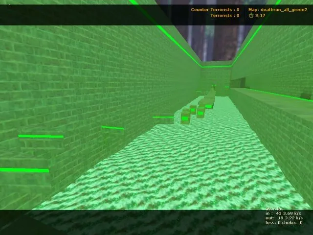 Скачать deathrun_all_green2 для CS 1.6: карта deathrun, точки для T/CT, боты и оптимизация - Скриншот