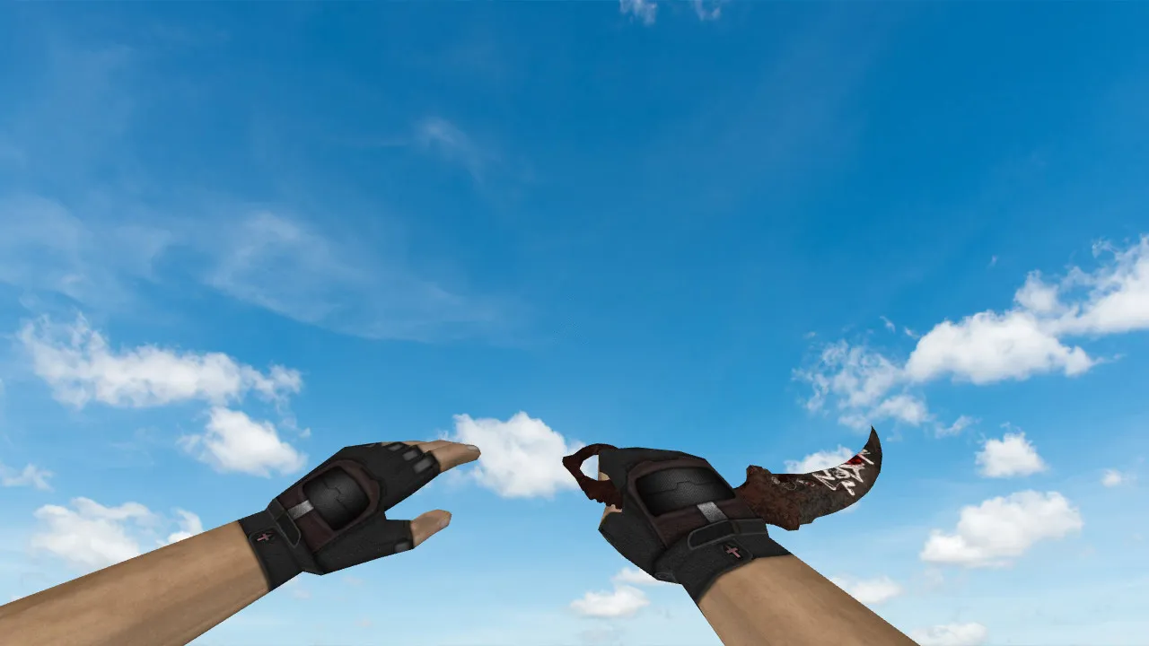 Скачать Модель ножа Karambit Rebellion v_ для CS 1.6: p_ и w_ модели, звуки, анимация осмотра и качество текстур - Скриншот