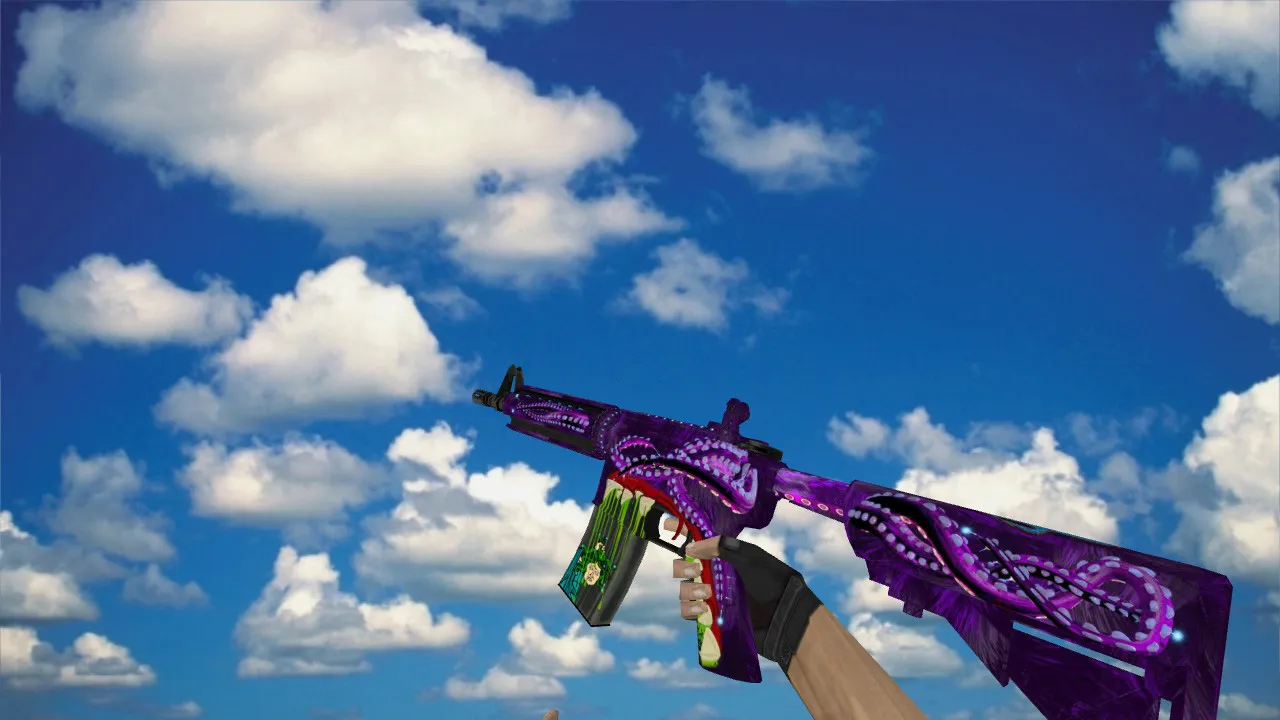 Скачать Модель v_m4a1 M4A4 Poseidon Amethyst + звуки и анимации осмотра для CS 1.6 - Скриншот