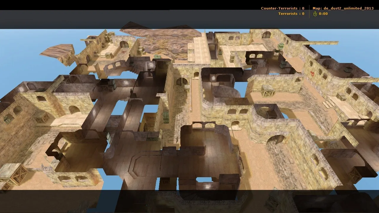 Скачать de_dust2_unlimited_2013 для CS 1.6 — карта, точки, тактика за T и CT, навигация для ботов, оптимизация - Скриншот