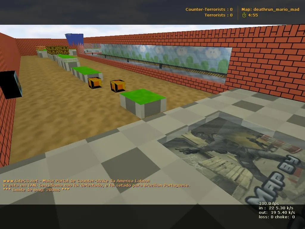 Скачать deathrun_mario_mad — карта для CS 1.6: ловушки, тайминги, точки игроков и боты - Скриншот