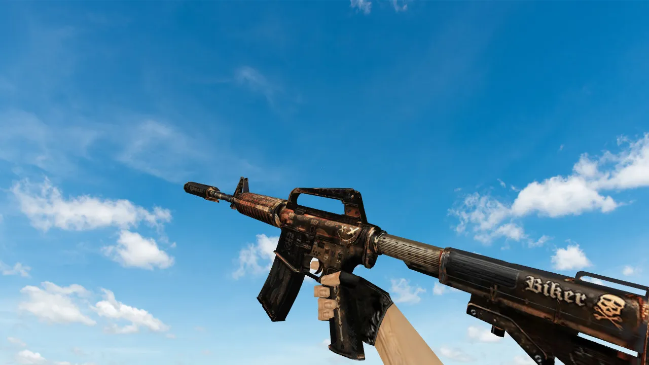 Скачать Модель M4A1 Biker v_m4a1 для CS 1.6: точная анимация осмотра, звуки, текстуры и настройка - Скриншот