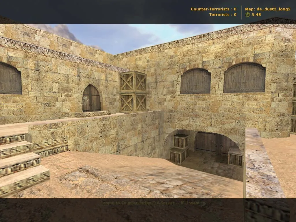 Скачать Карта de_dust2_long_v2 для CS 1.6: точки на лонге, баланс сторон, навигация для ботов - Скриншот