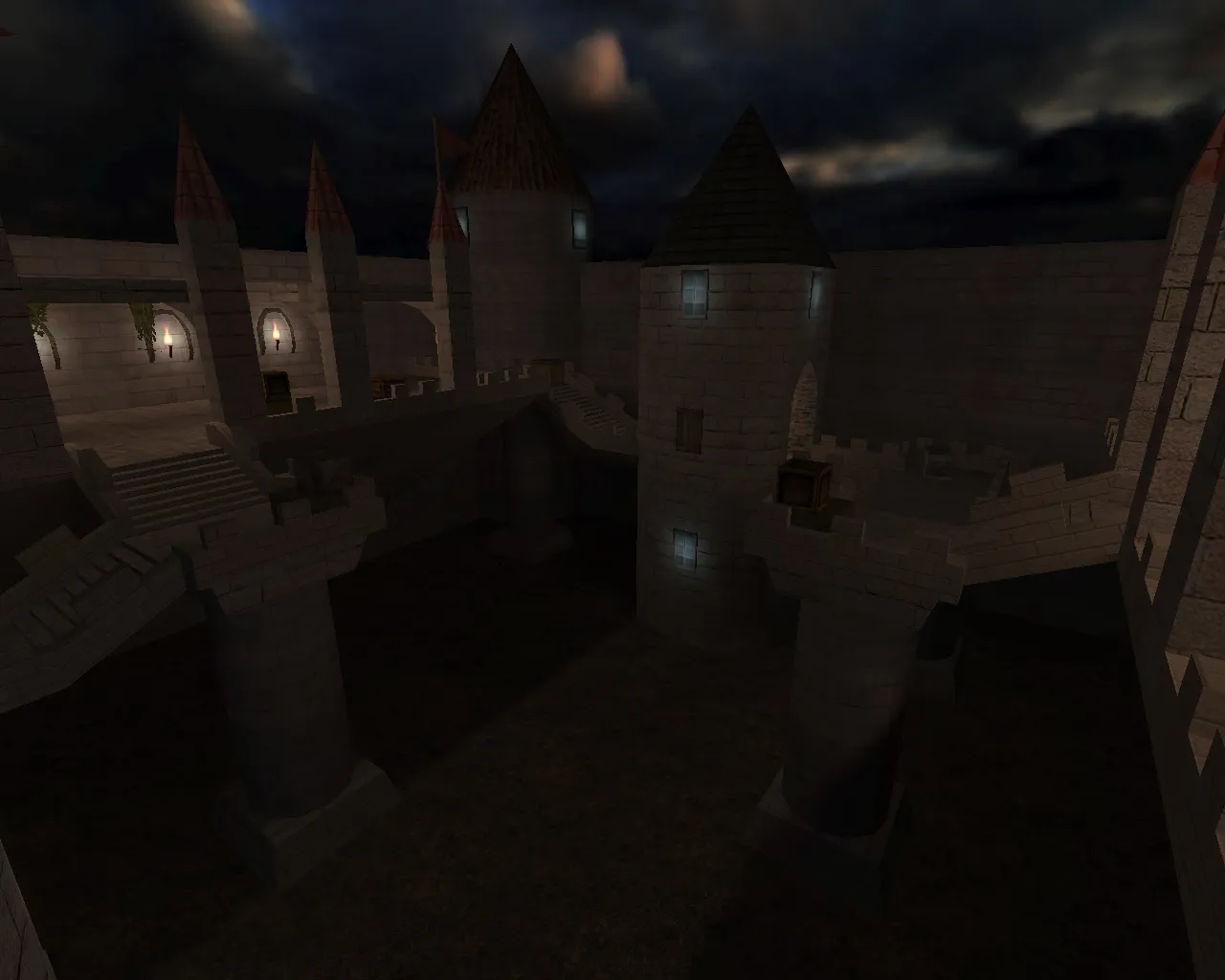 Скачать Карта awp_night_castle для CS 1.6: ночной замок, прицелы AWP, точки под контроль и спавн ботов - Скриншот