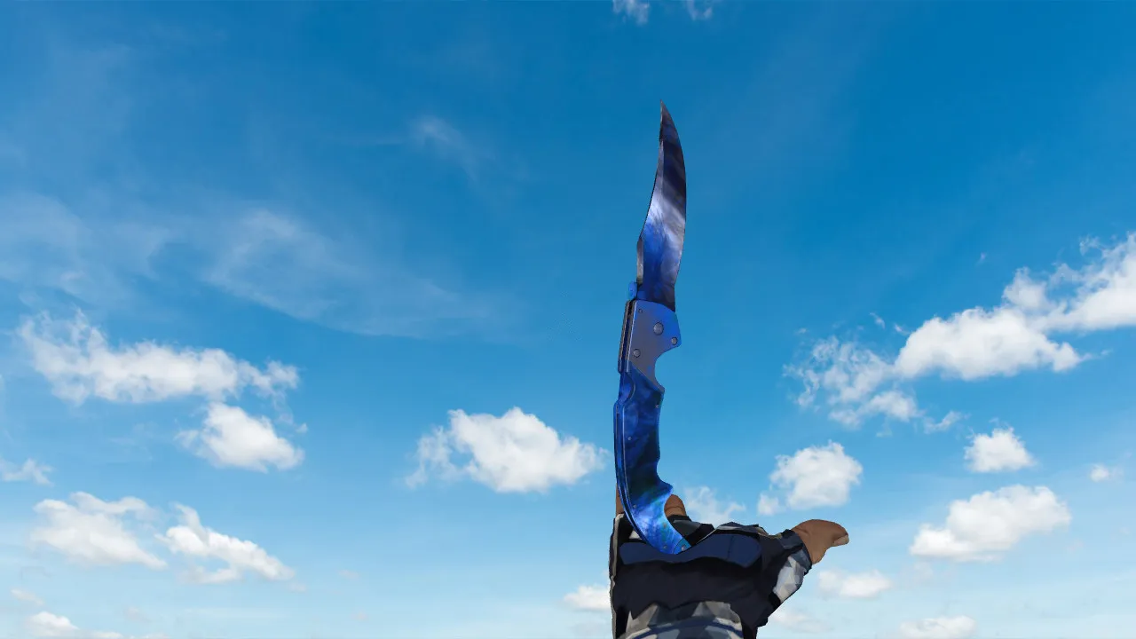 Скачать Falchion Doppler Blue нож v_model для CS 1.6: звуки, анимация осмотра, качество текстур и точность модели - Скриншот