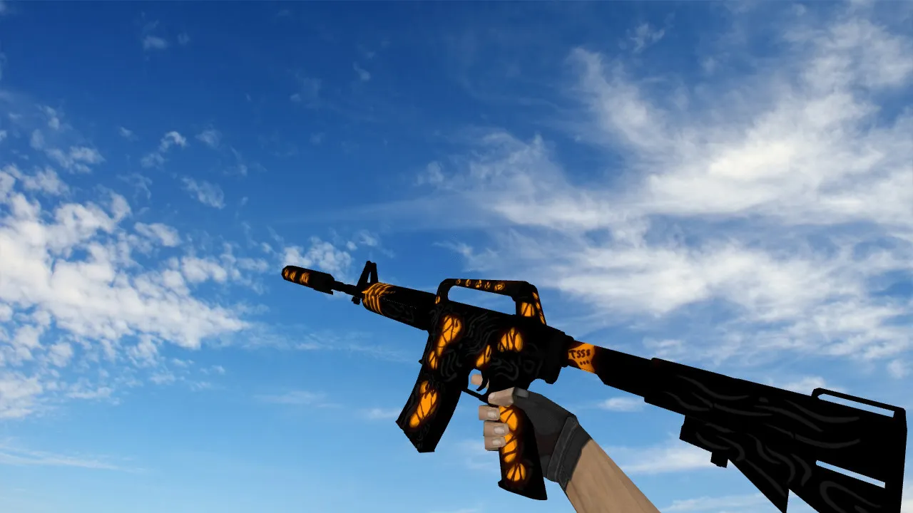 Скачать Модель M4A1 The fear of Halloween для CS 1.6: v_ и p_ модели, звуки, анимация осмотра, текстуры - Скриншот