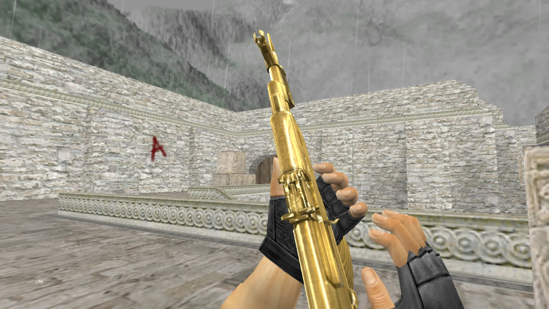 Скачать Золотой АК-47 из CrossFire для CS 1.6: v_ p_ w_ модели, звуки, анимация осмотра и текстуры - Скриншот