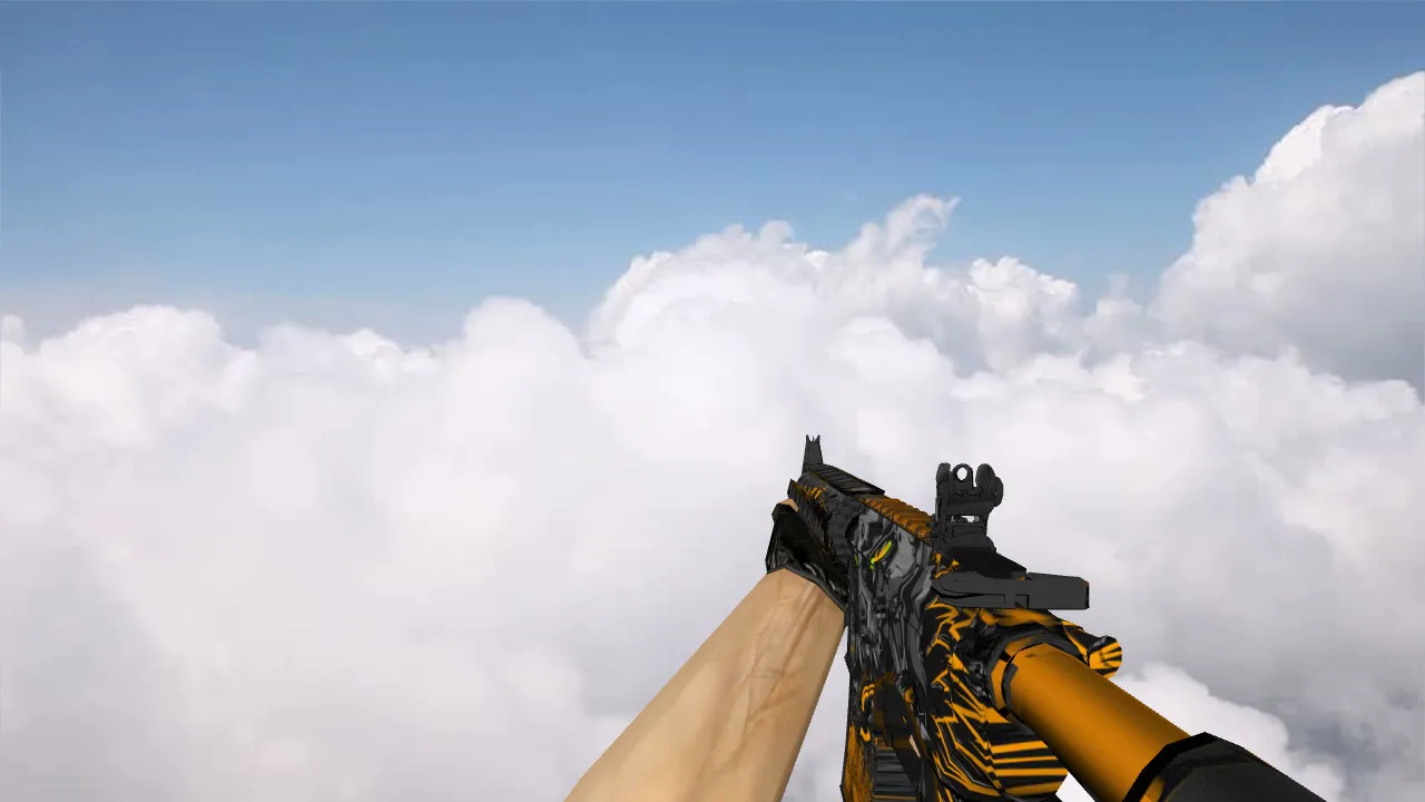 Скачать Модель M4A4 Sky Fire v_ и p_ для CS 1.6: звуки, анимация осмотра, текстуры и настройка - Скриншот